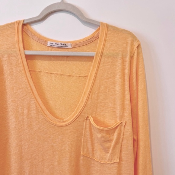 Free People Betty Long Sleeve Tops Women’s Orange Scoop Neck Pullover Size Small - Picture 7 of 12